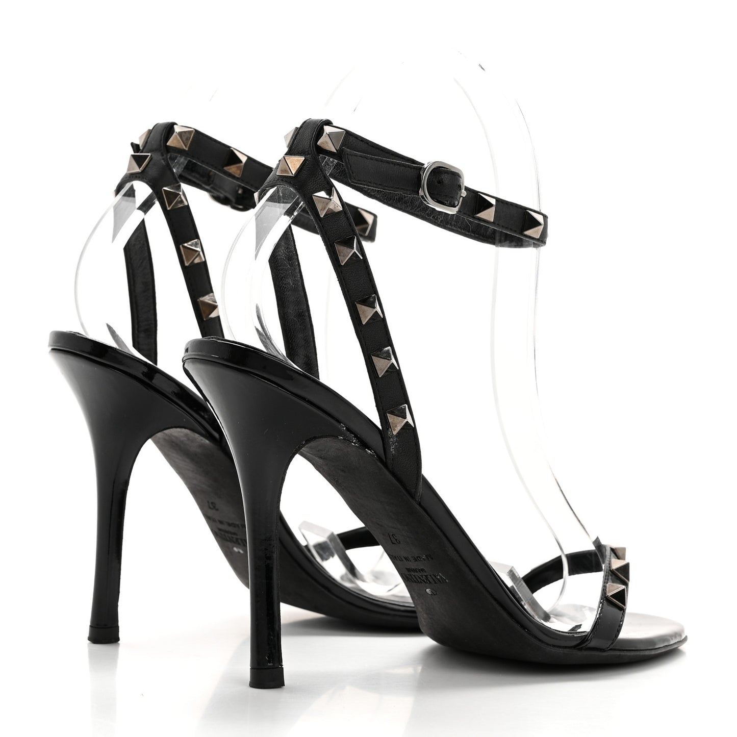 Nappa Rockstud Ankle Strap 100mm Sandals 37 Black