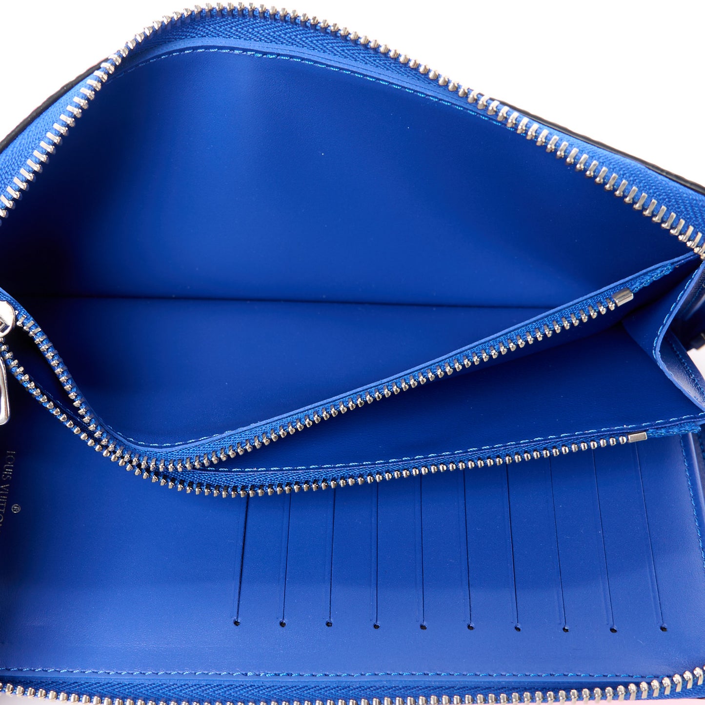 Taurillon Illusion Zippy Vertical Wallet Bleu Rose