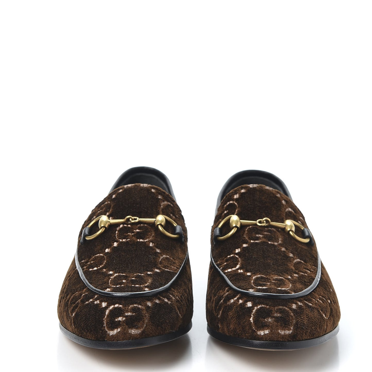 Velvet GG Monogram Horsebit Womens Jordaan Loafers 36 Brown Black