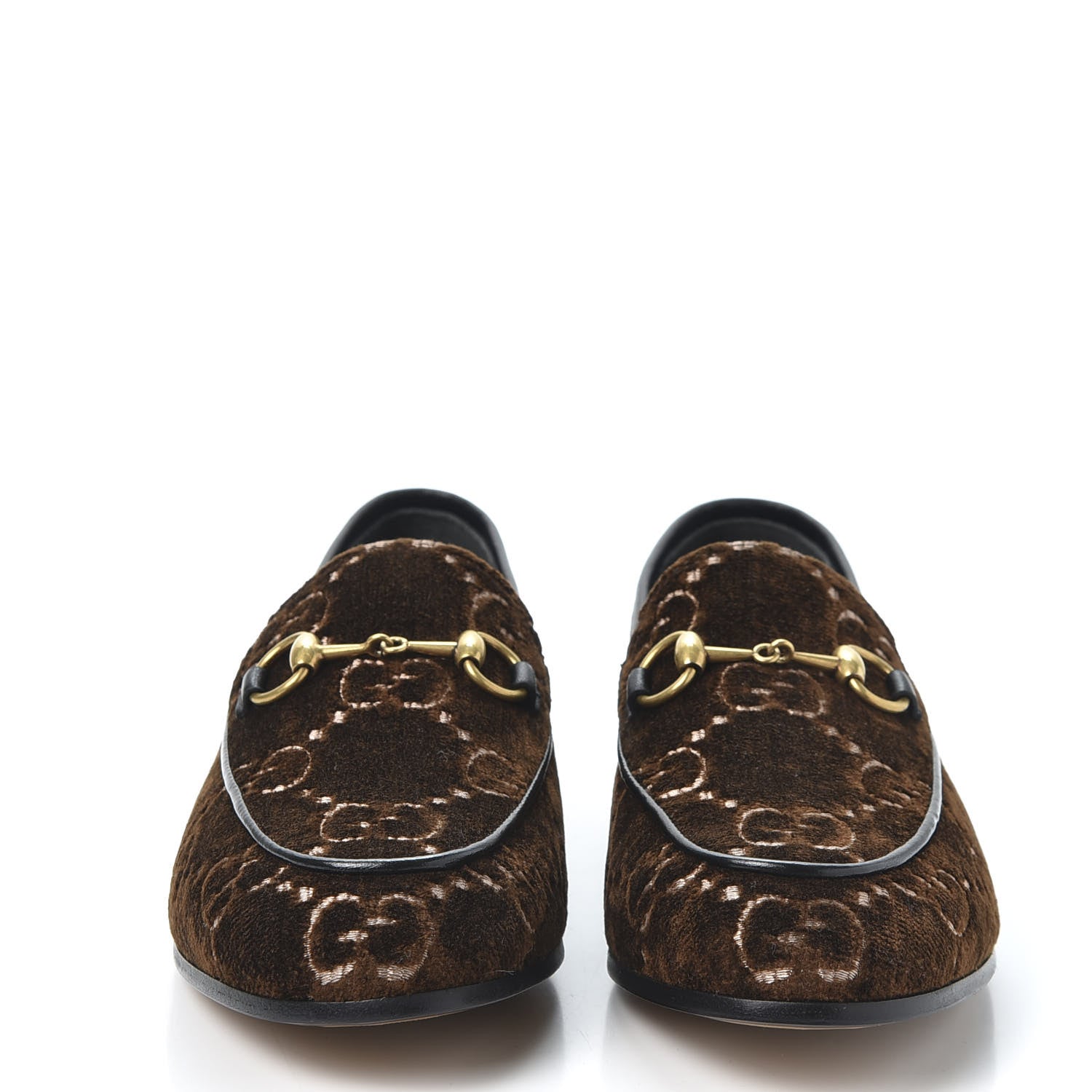 Gucci Velvet GG Monogram Horsebit Womens Jordaan Loafers 36 Brown Black 3 of 11
