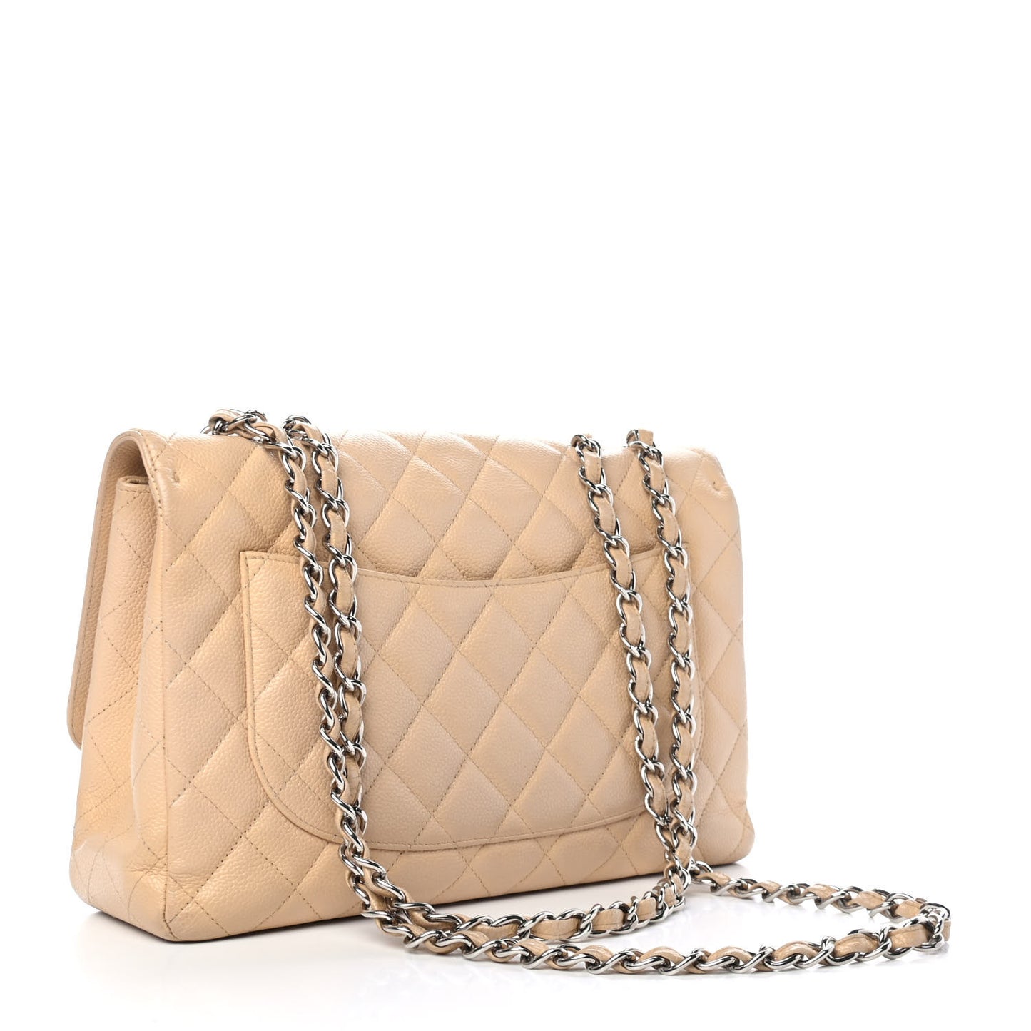Caviar Quilted Jumbo Single Flap Beige Clair