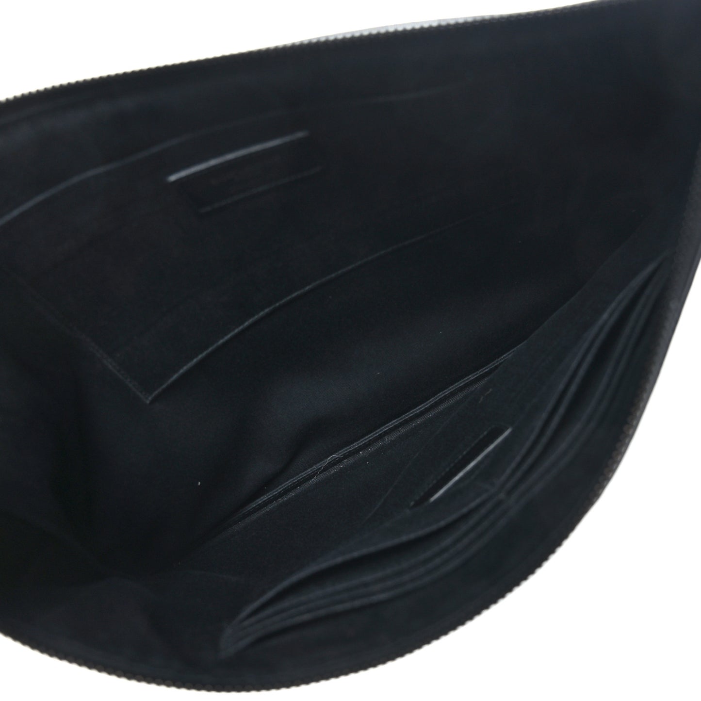 Calfskin Crocodile Embossed Monogram Zipped Pouch Black