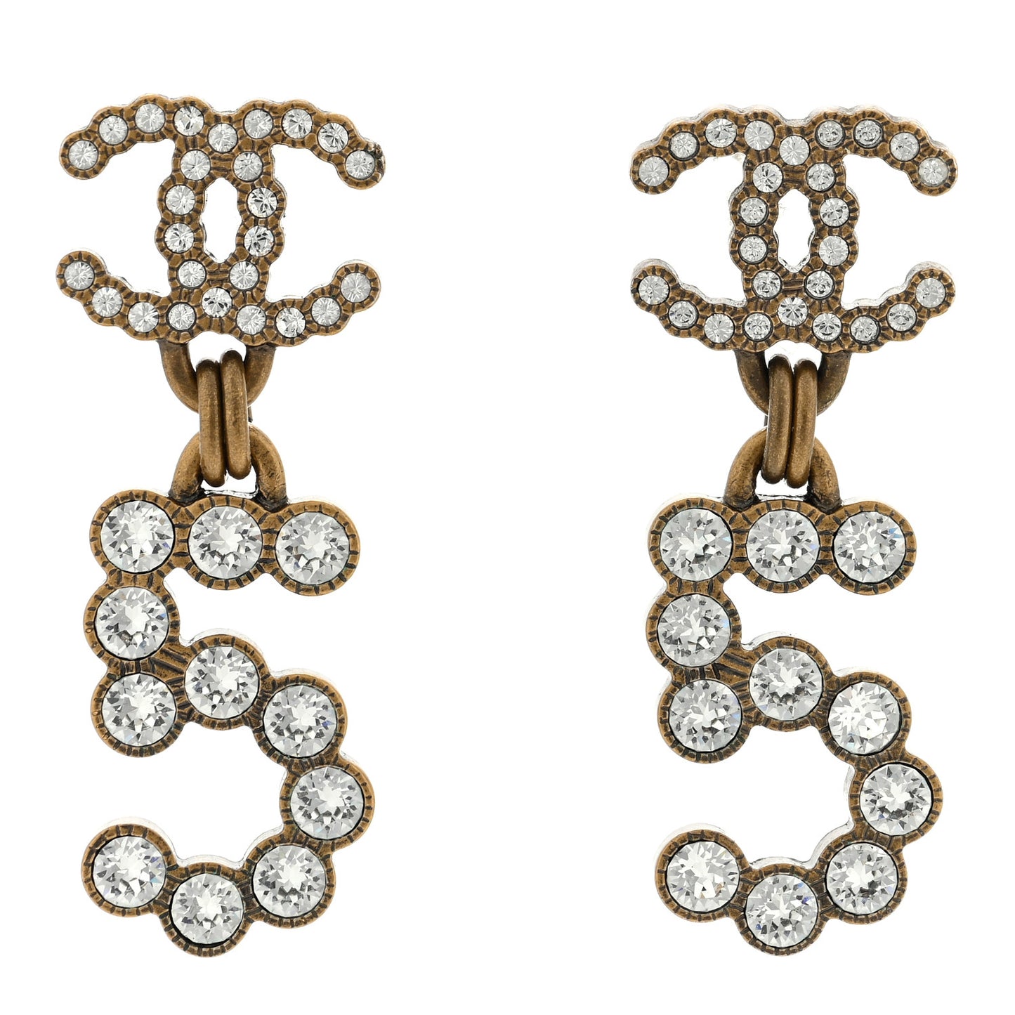 Metal Crystal City of Lights No 5 Drop Earrings Gold