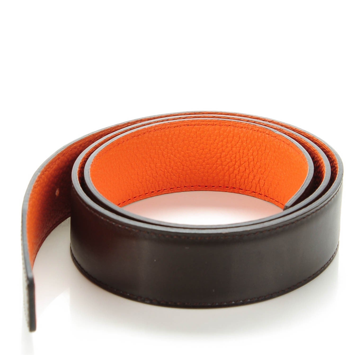 Hermes Box Togo 32mm Belt Strap 85 Chocolate Orange 2 of 6