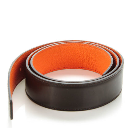 Hermes Box Togo 32mm Belt Strap 85 Chocolate Orange 2 of 6