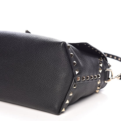 Valentino Garavani Pebbled Calfskin Rockstud Single Handle Flap Bag Black 8 of 10
