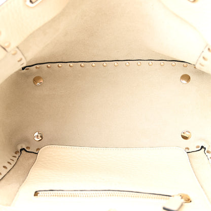 Valentino Garavani Pebbled Calfskin Small Rockstud Tote Ivory 5 of 9