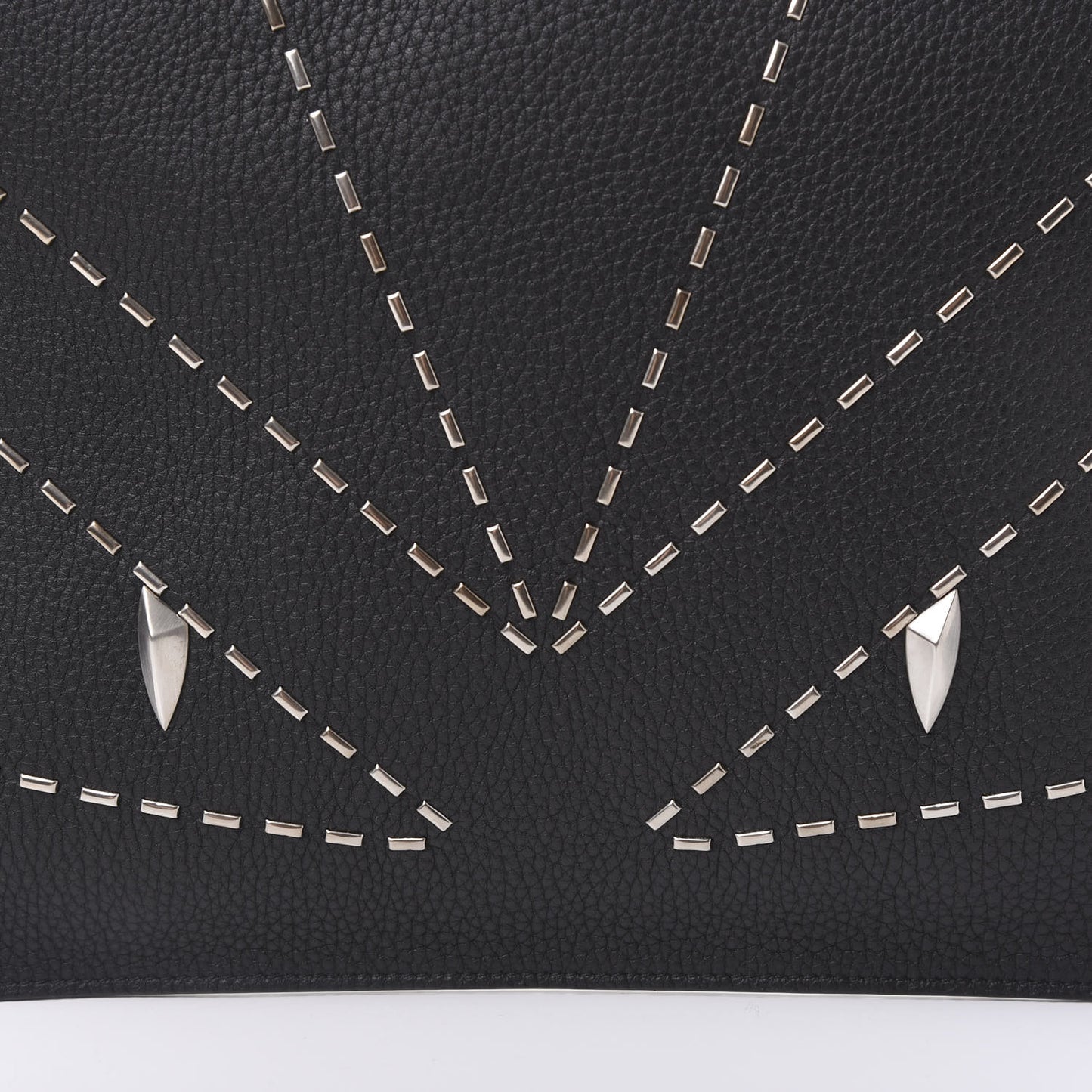 Cuoio Romano Monster Eyes Metal Stitch Pouch Black