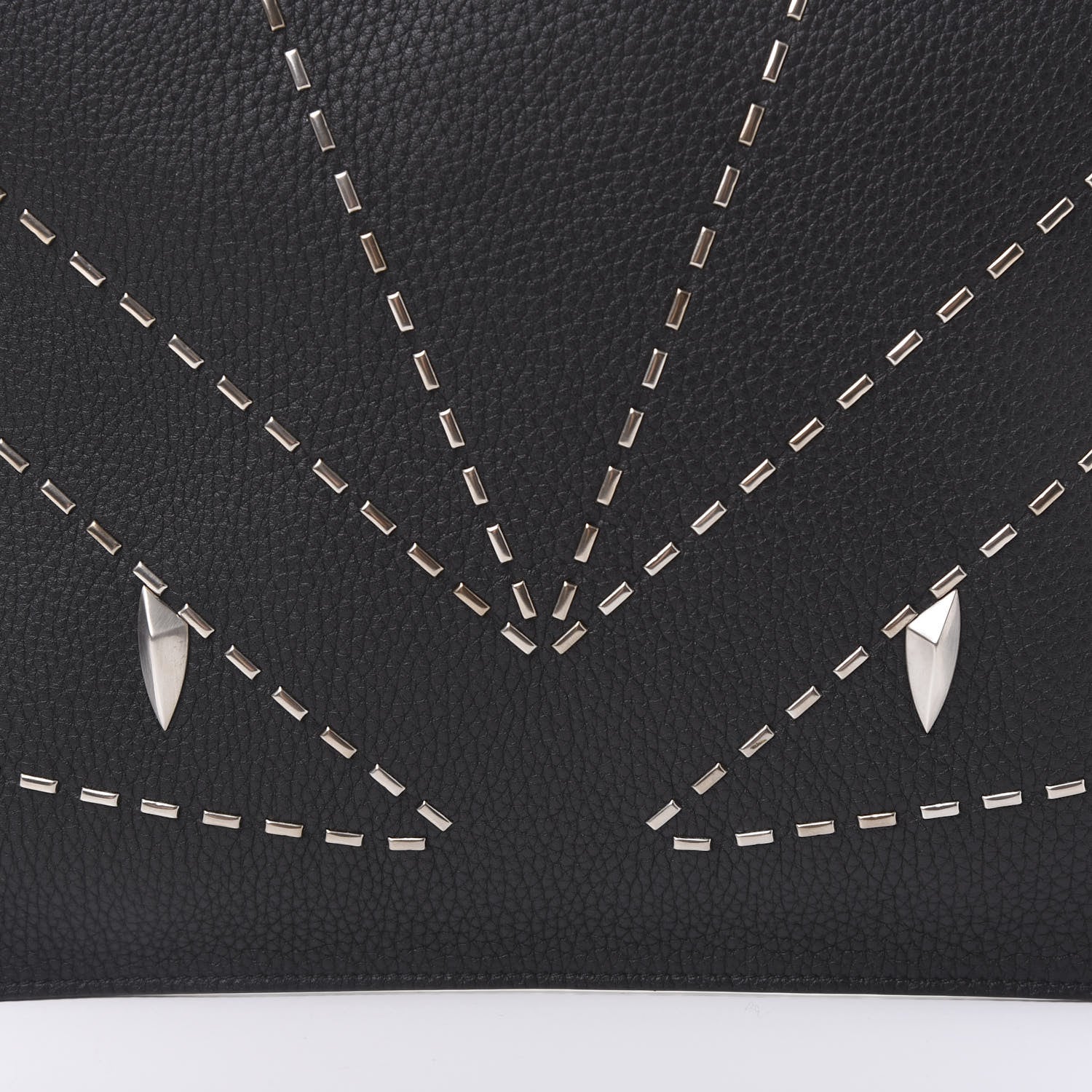 Fendi Cuoio Romano Monster Eyes Metal Stitch Pouch Black 9 of 9
