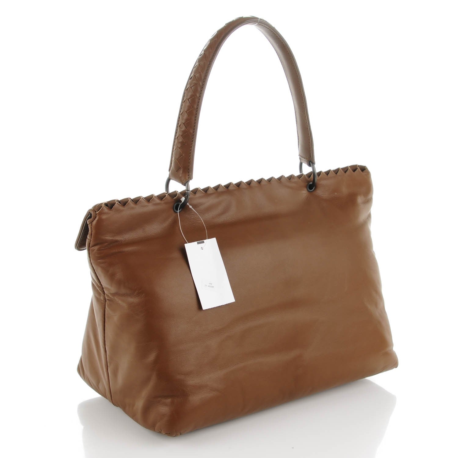 Bottega Veneta Smooth Lambskin Intrecciato Tiina Top Handle Bag Cigar 3 of 7