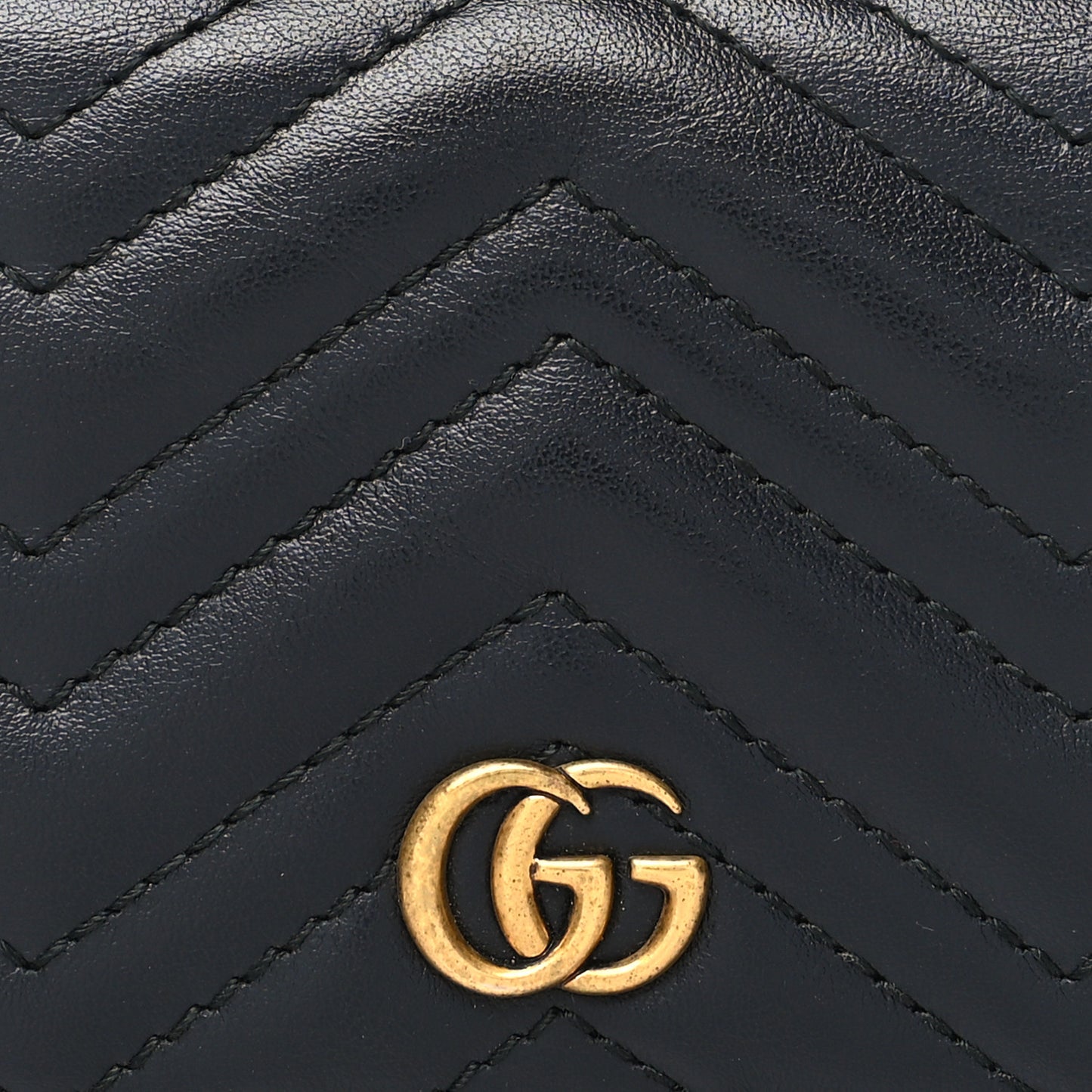 Calfskin Matelasse GG Marmont Card Case Wallet Black