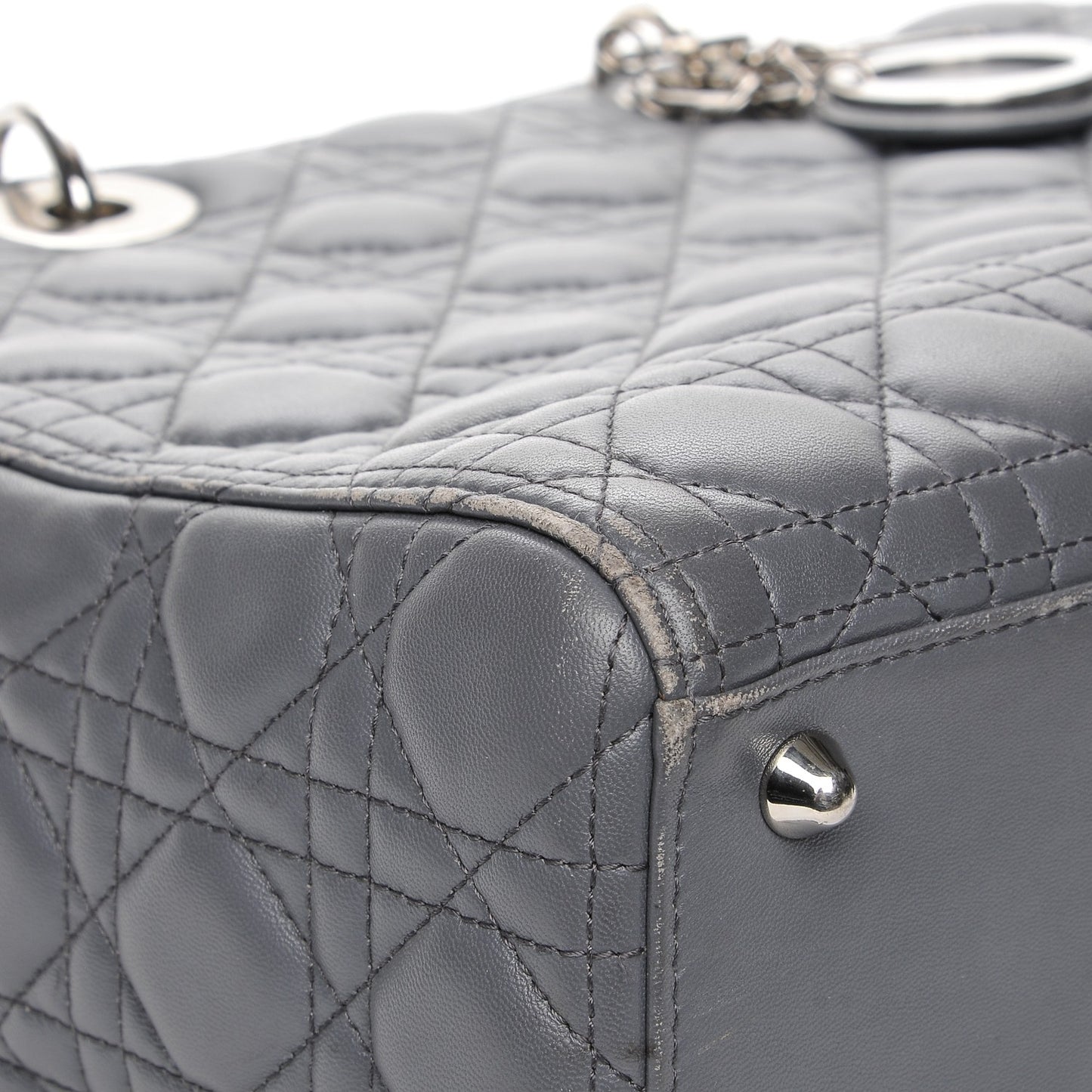 Lambskin Cannage Large Lady Dior Grey