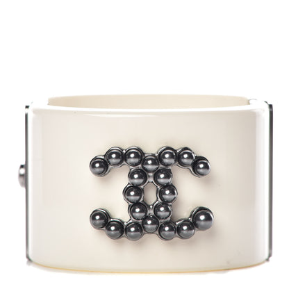 Chanel Resin Ruthenium CC Cuff White 1 of 6