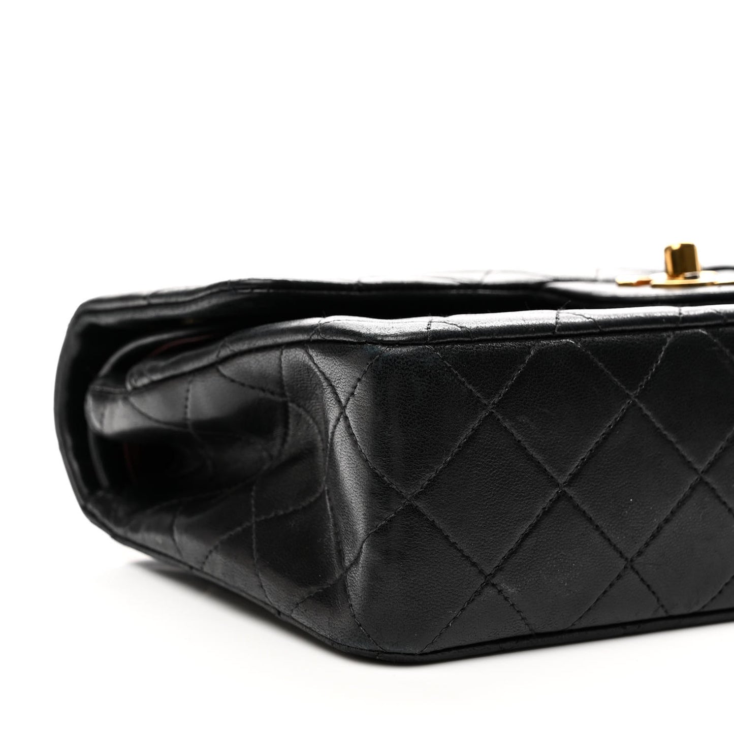 Lambskin Quilted Small Double Flap Black
