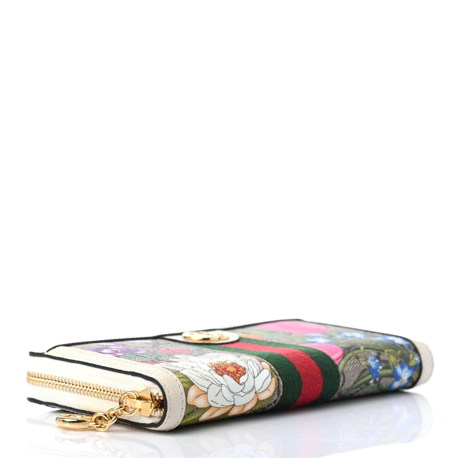 Gucci GG Supreme Monogram Flora Ophidia Zip Around Wallet White 3 of 4