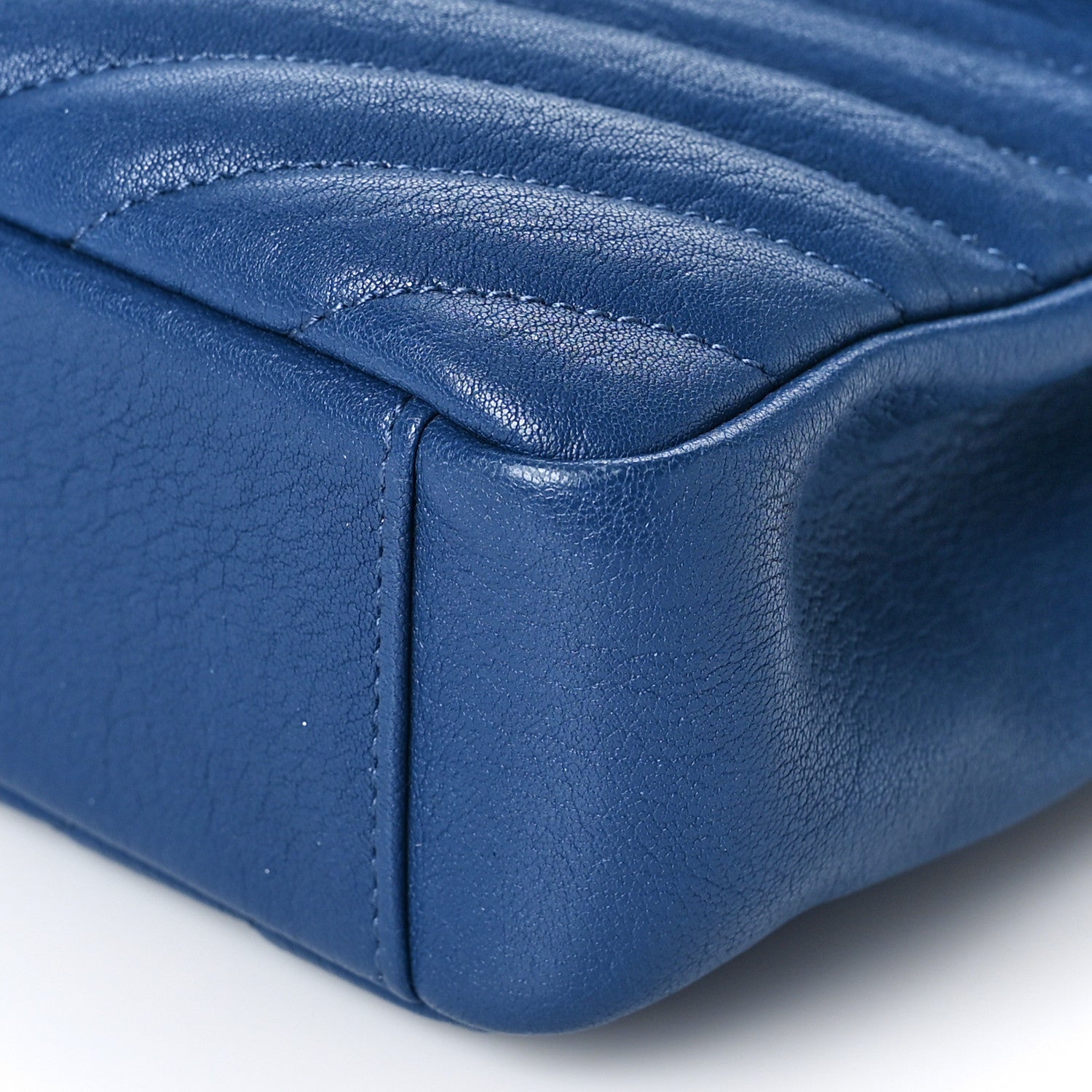 Saint Laurent Sheepskin Matelasse Chevron Monogram Medium College Bag Royal Blue 9 of 10