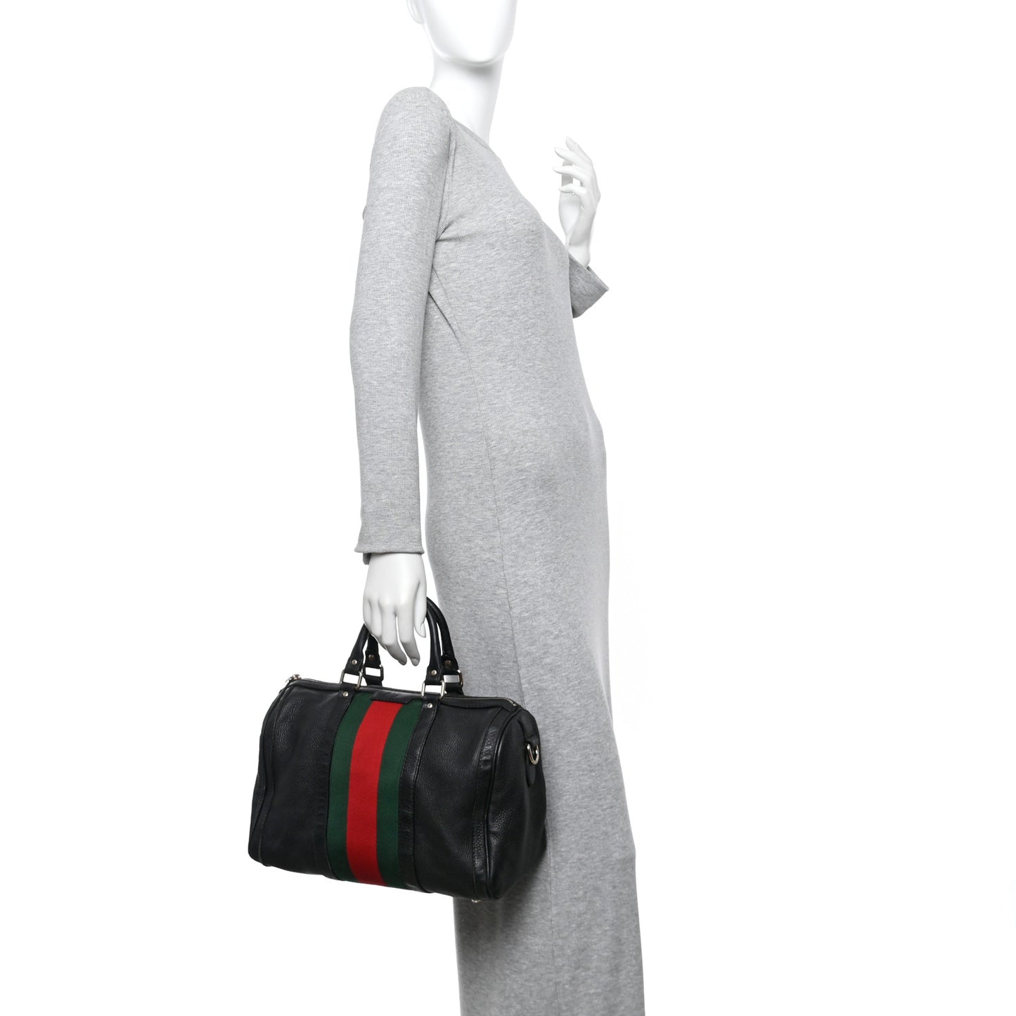 Calfskin Vintage Web Medium Boston Black