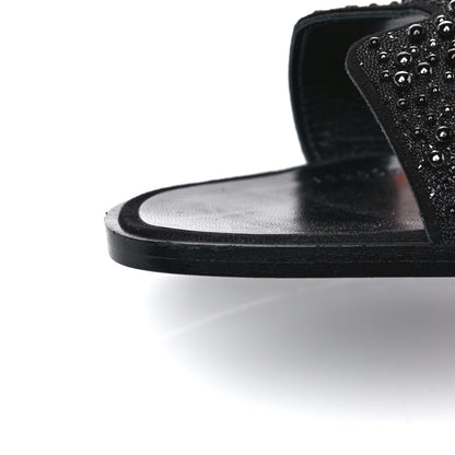 Hermes Goatskin Crystal Oran Sandals 37 Black 9 of 10