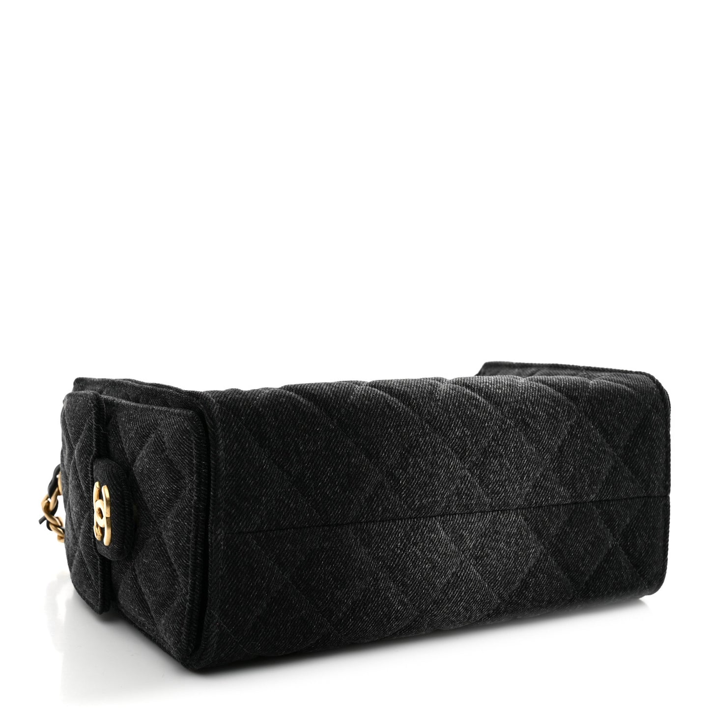 Washed Denim Quilted Mini Chanel 25 Handbag Black