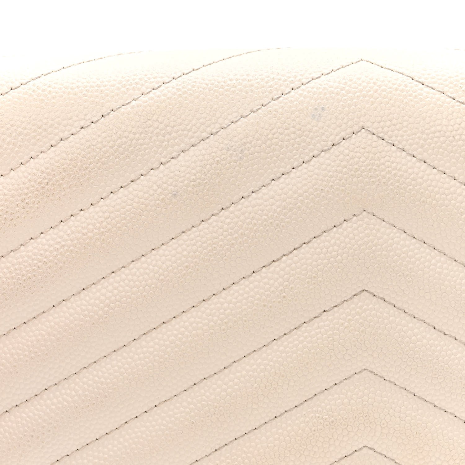 Saint Laurent Grain De Poudre Matelasse Chevron Monogram Chain Wallet White 14 of 18