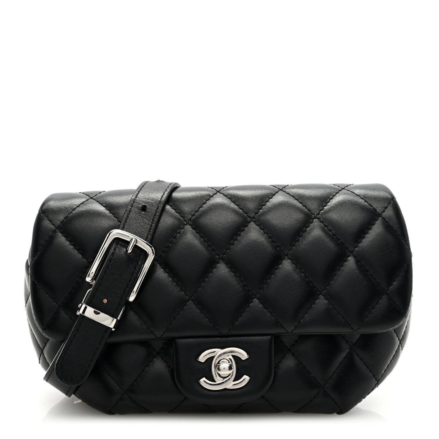 Chanel Calfskin Quilted CC Uniform Flap Belt Bag Black 1 of 9