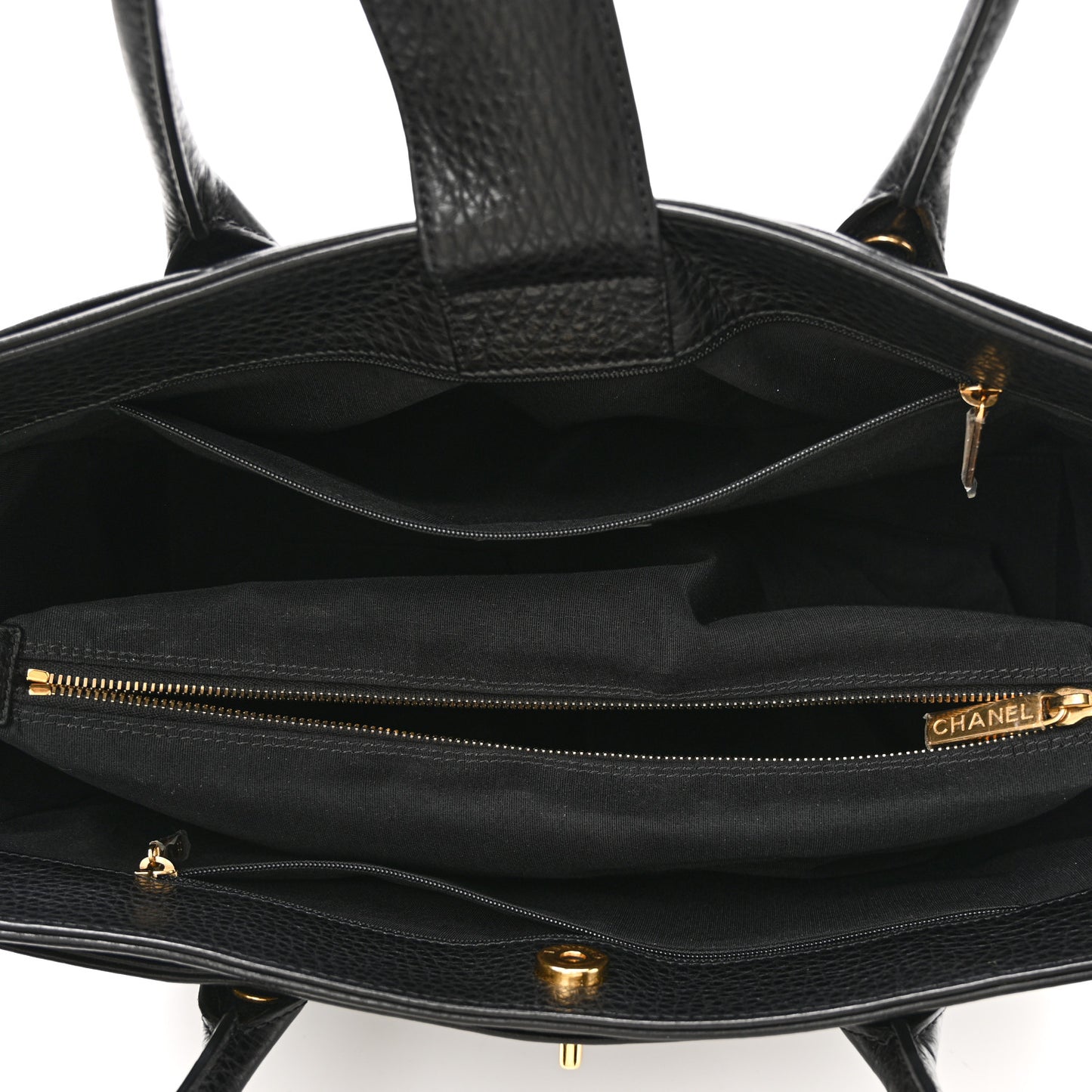 Calfskin Cerf Executive Shopper Tote Black
