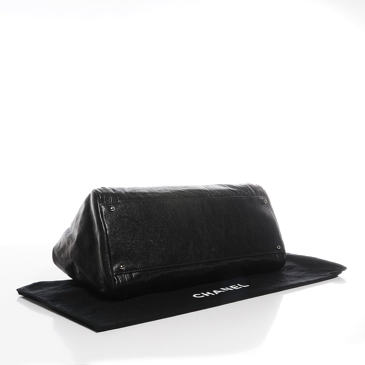 Glazed Caviar East West Modern Chain Tote Black