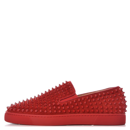 Christian Louboutin Veau Velours Mens GG Spikes Roller Boat Flats 43 Rougissime 1 of 8