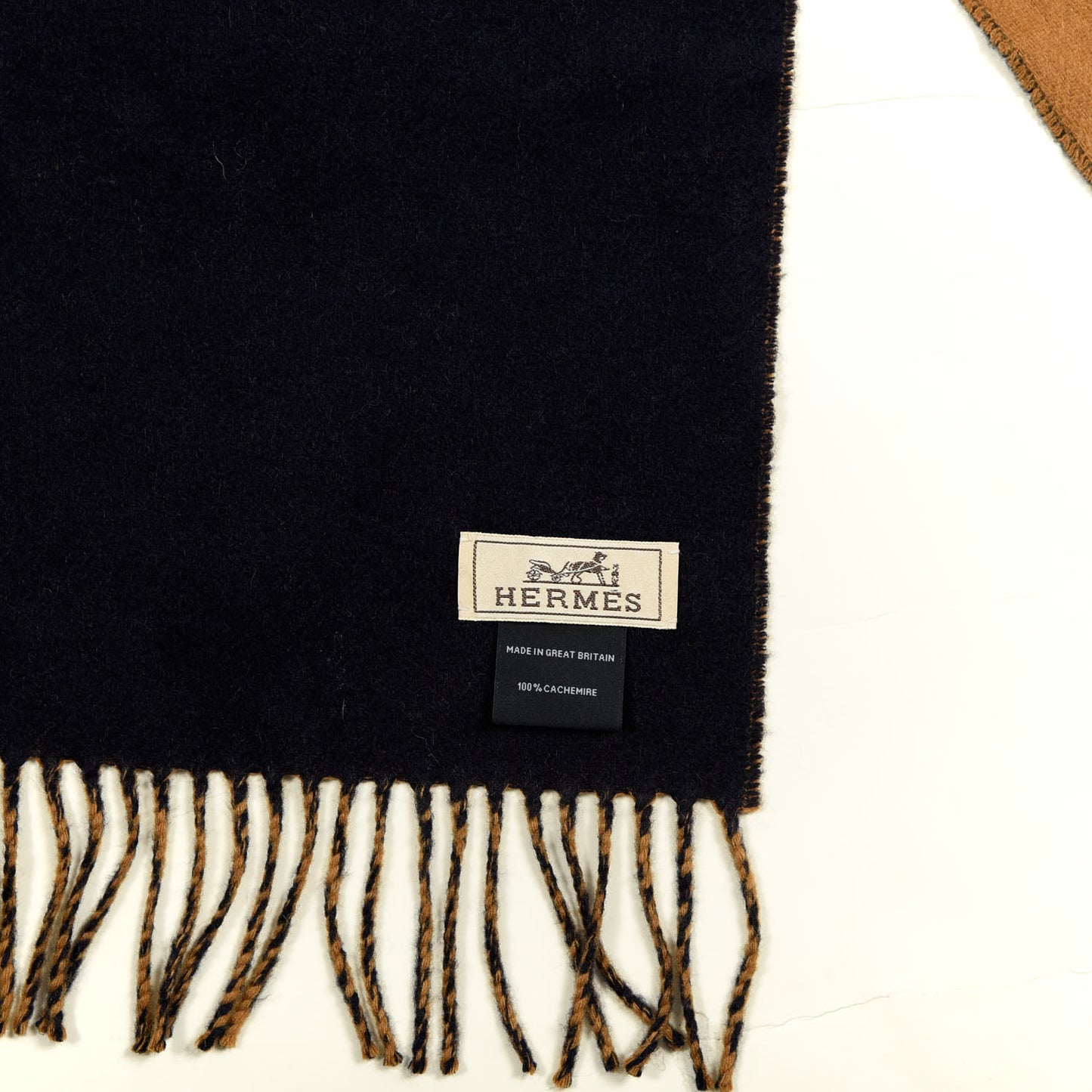 Cashmere Recto Verso Muffler Camel Marine