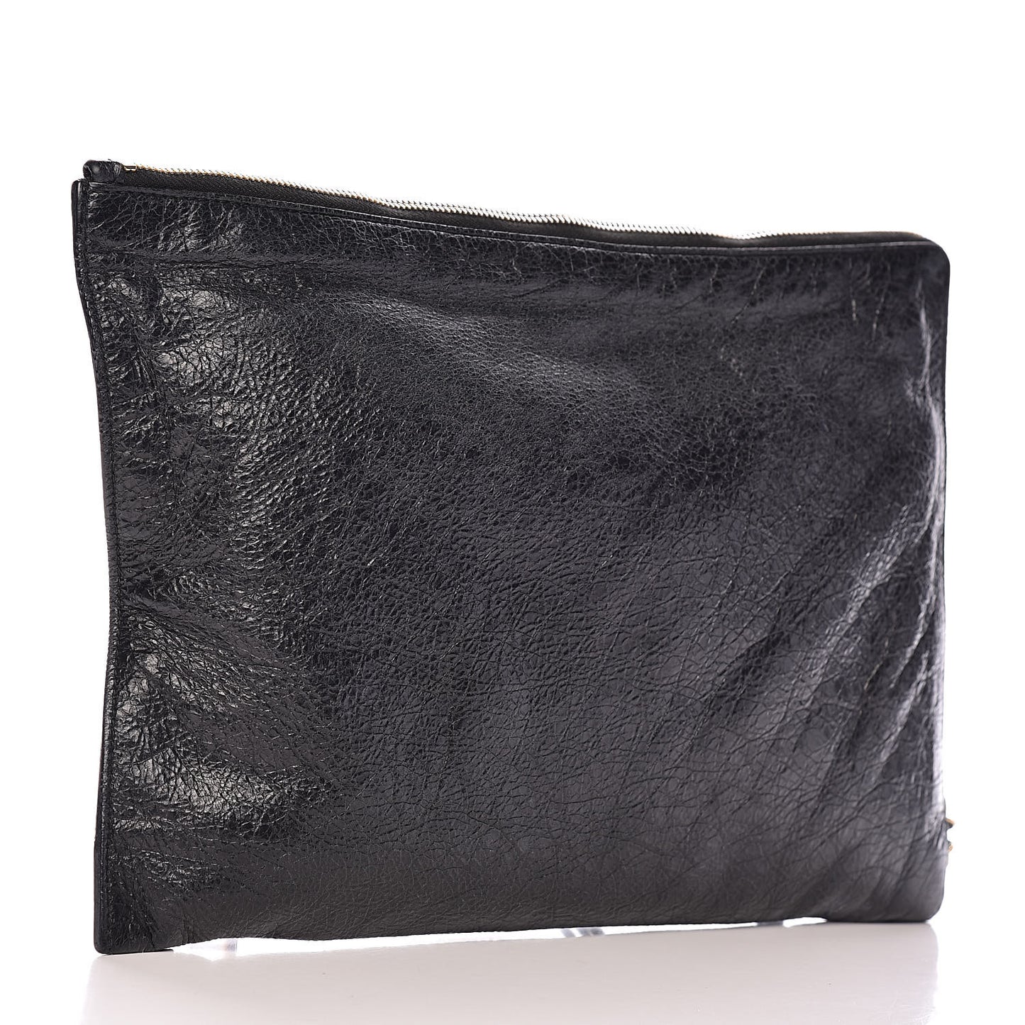 Agneau Classic Gold Hardware Small Pouch Black