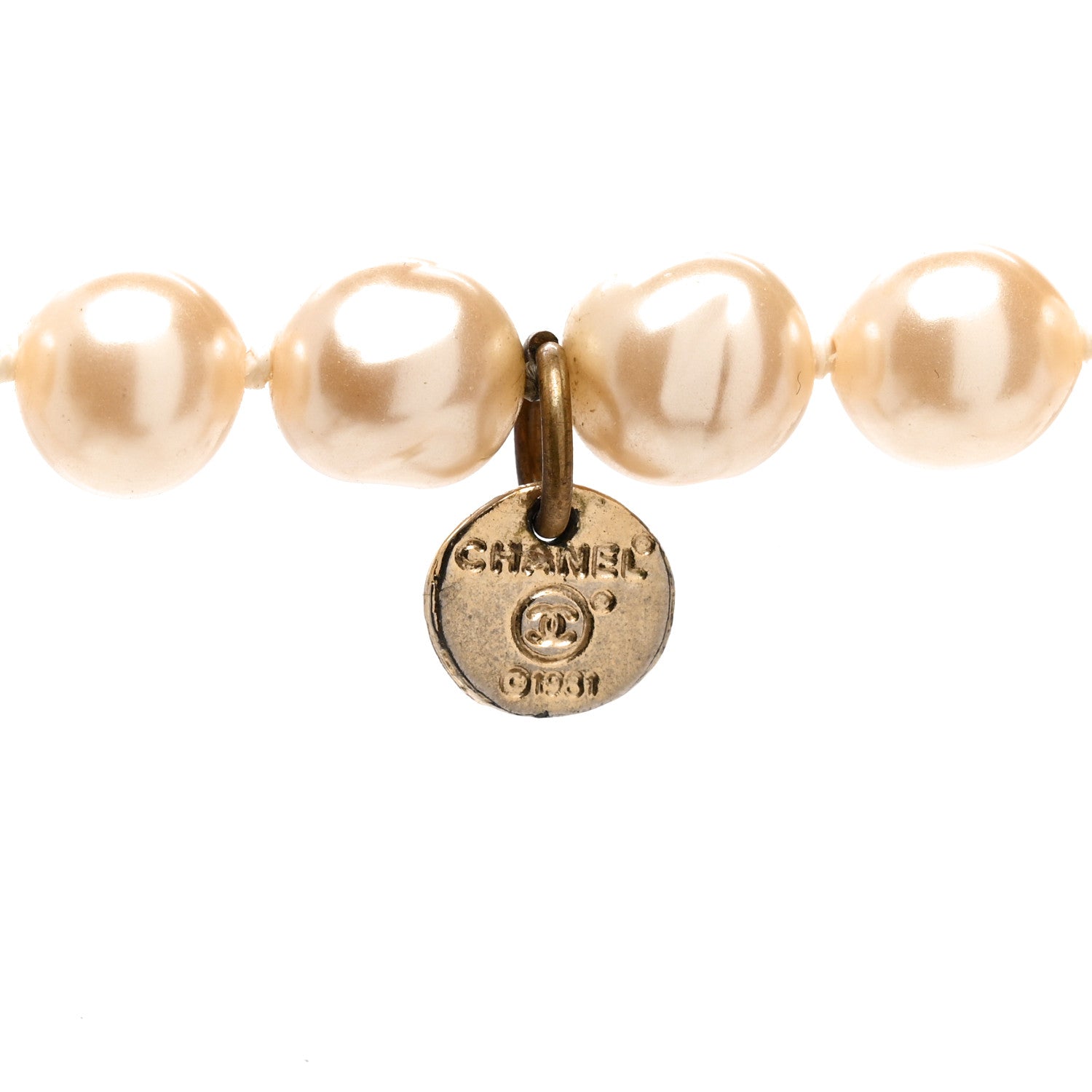 Chanel Graduated Pearl Long Necklace Gold White 4 of 4