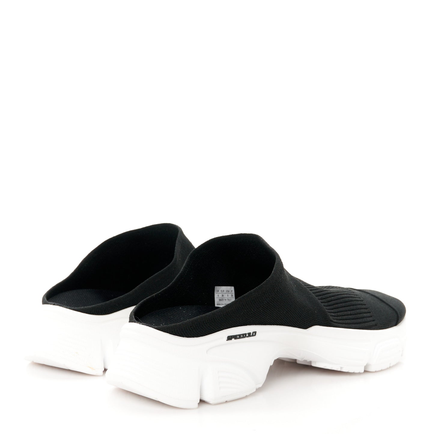 Neoprene Knit Womens Speed Sneakers Mules 39 Black White
