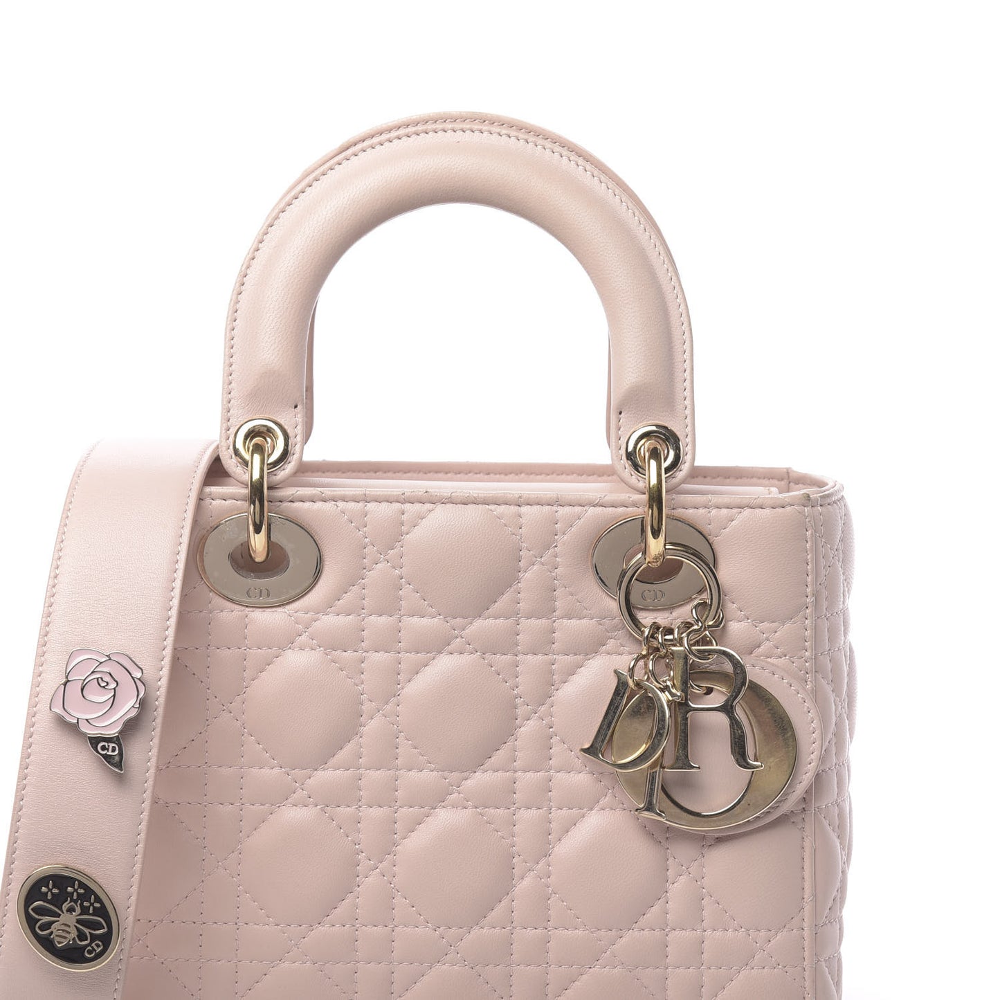 Lambskin Cannage Small Lucky Badges My Lady Dior Pink