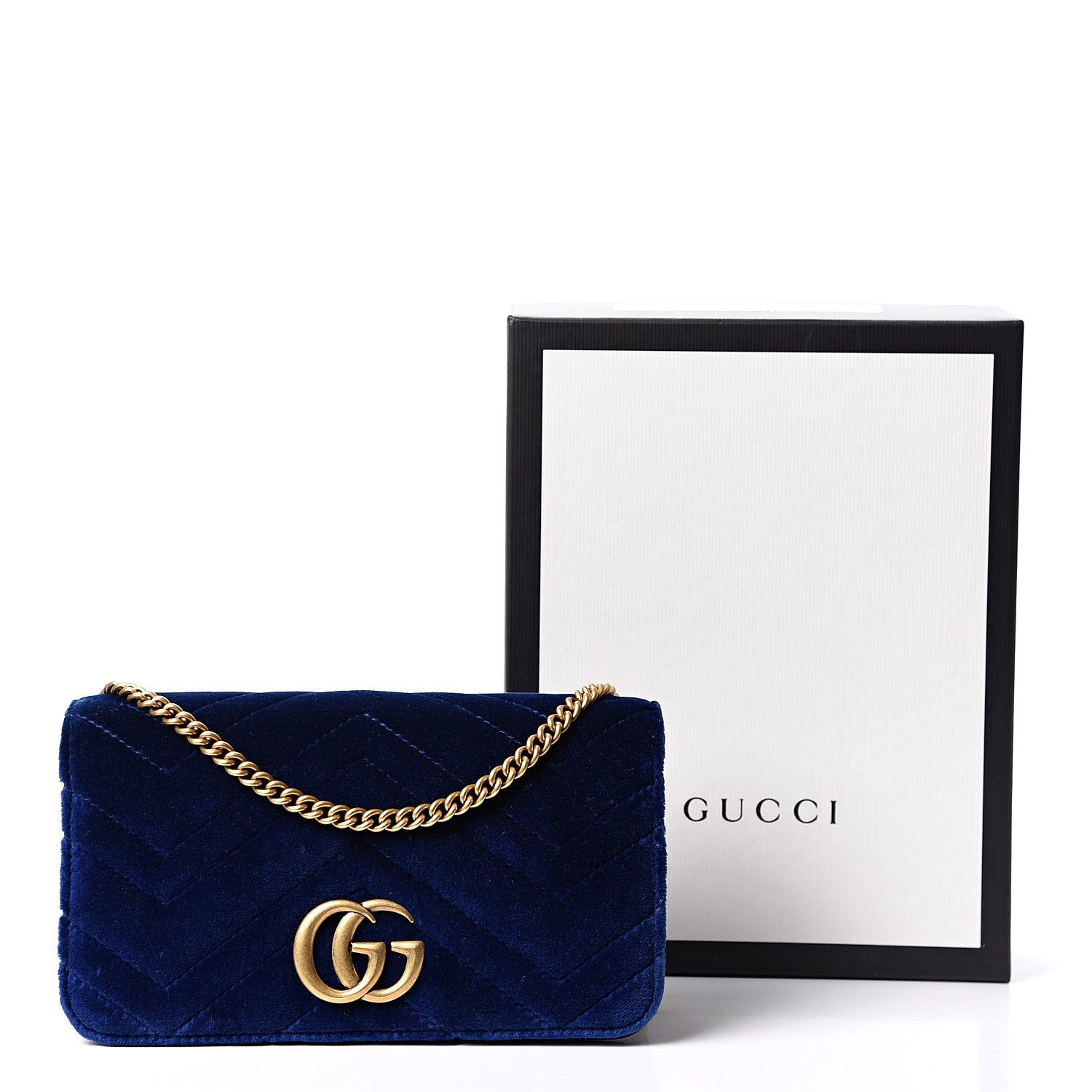 Gucci Velvet Matelasse GG Marmont Mini Bag Cobalt Blue 8 of 8