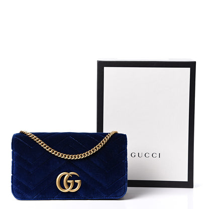 Gucci Velvet Matelasse GG Marmont Mini Bag Cobalt Blue 8 of 8