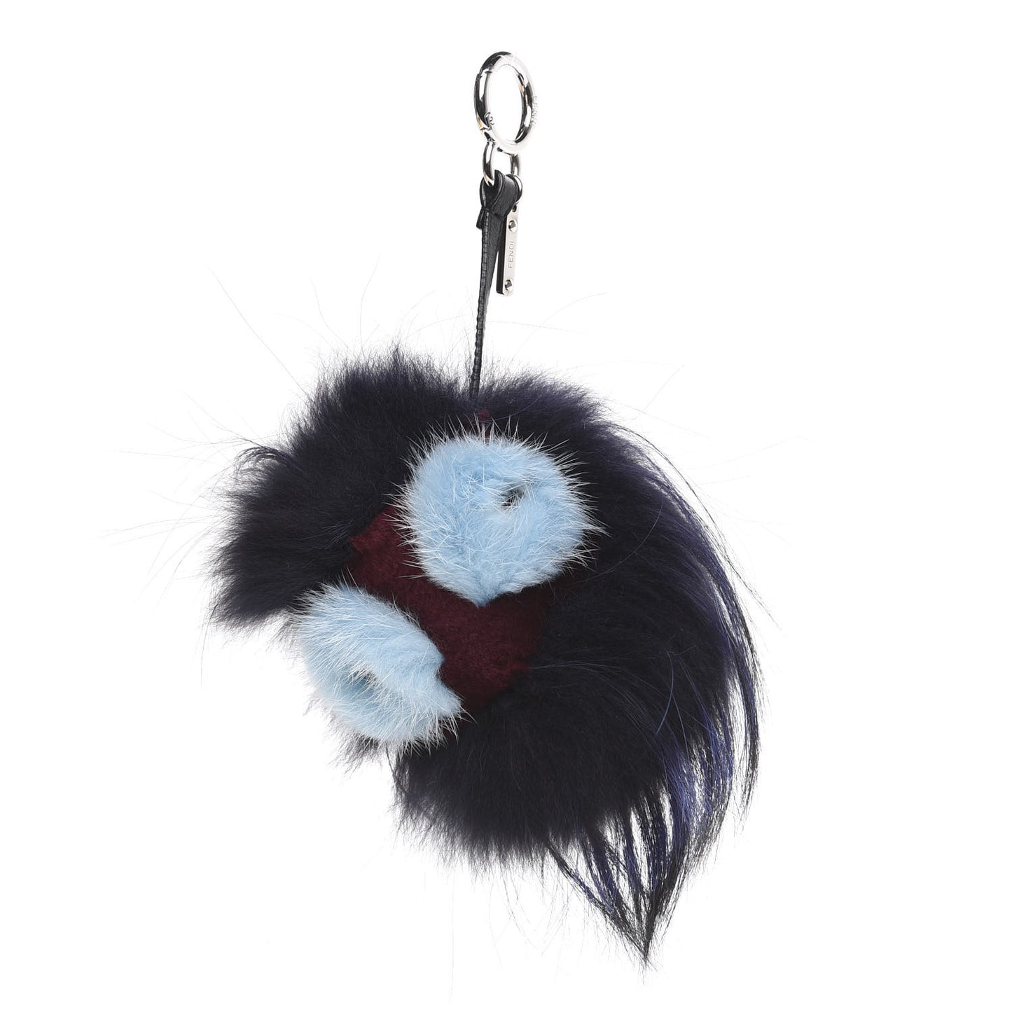 Mink Fox Rabbit Fur Vitello Flamingo Furme Monster Bag Charm Viola Multicolor Black