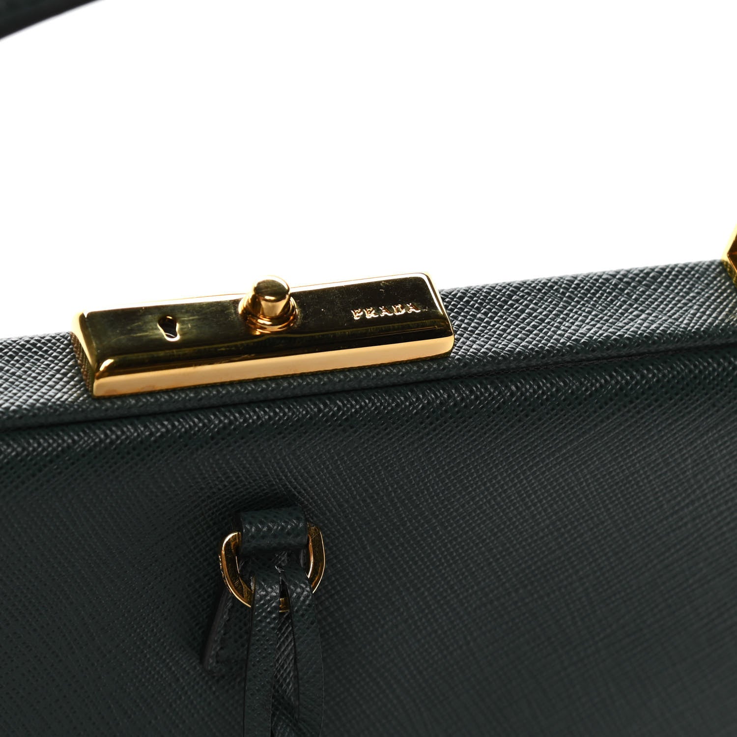 Prada Saffiano Lux Framed Bag Smeraldo 7 of 11