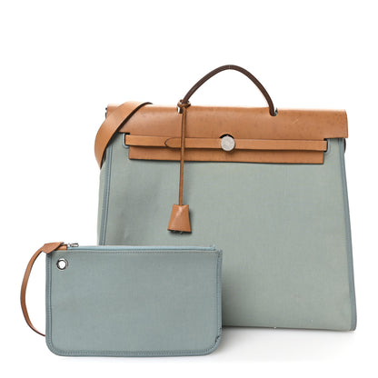 Hermes Military Toile Vache Hunter Herbag Zip PM 31 Bleu Lin 3 of 12