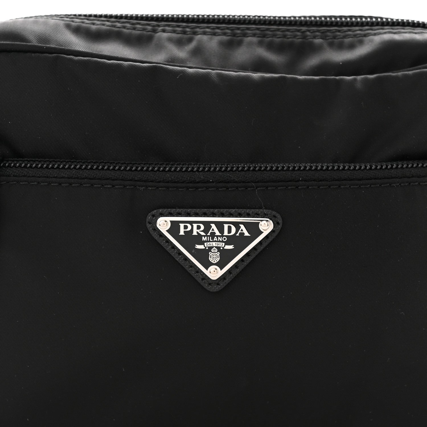 Prada Re-Nylon Vela Saffiano Pocket Double Zip Shoulder Bag Black 8 of 10