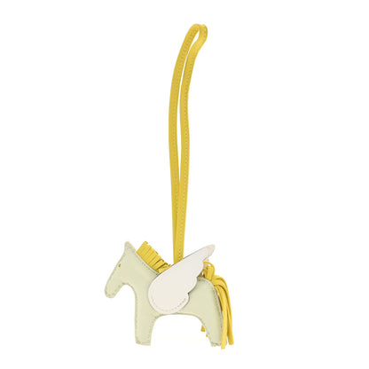 Hermes Milo Lambskin Grigri Rodeo Pegase Horse Bag Charm PM Vert Fizz Lime White 1 of 5