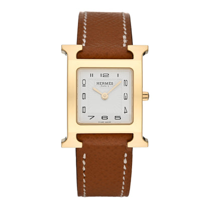 Hermes Stainless Steel Epsom 21mm Heure H Hour Quartz Watch Gold 1 of 5