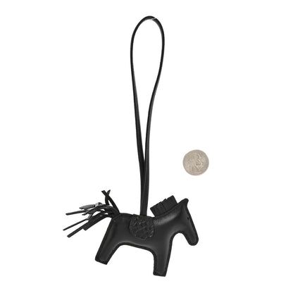 Hermes Milo Lambskin Matte Alligator Touch Grigri Rodeo Horse Bag Charm PM So Black 2 of 5