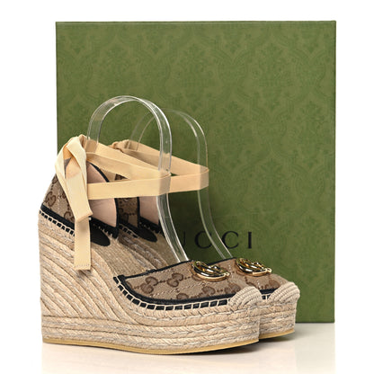 Gucci Monogram Matelasse GG Marmont Ankle Wrap Platform 35/120mm Espadrille Wedges 35 Beige Ebony Black Sand Storm 10 of 10