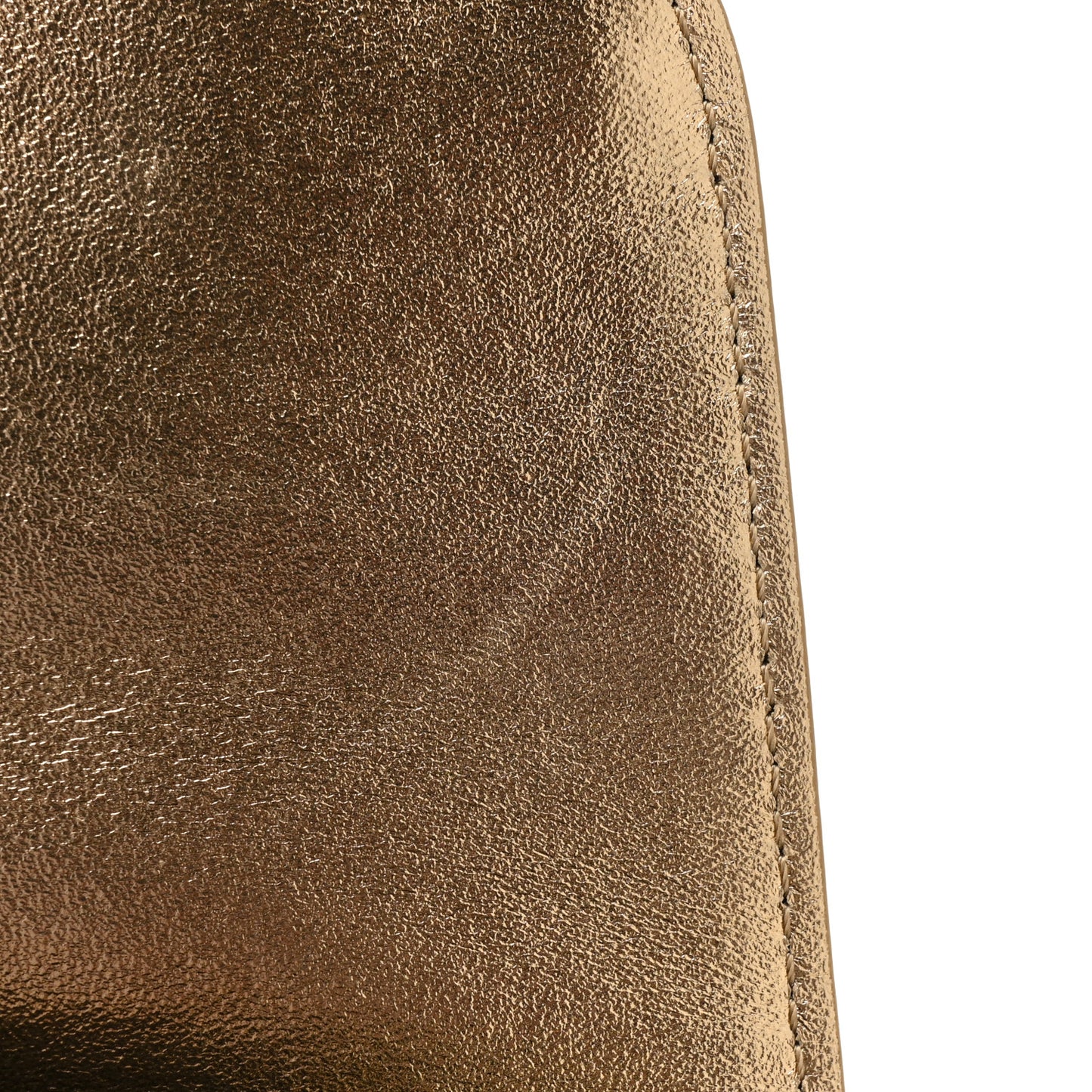 Hammered Metallic Calfskin Quilted Flap Gold