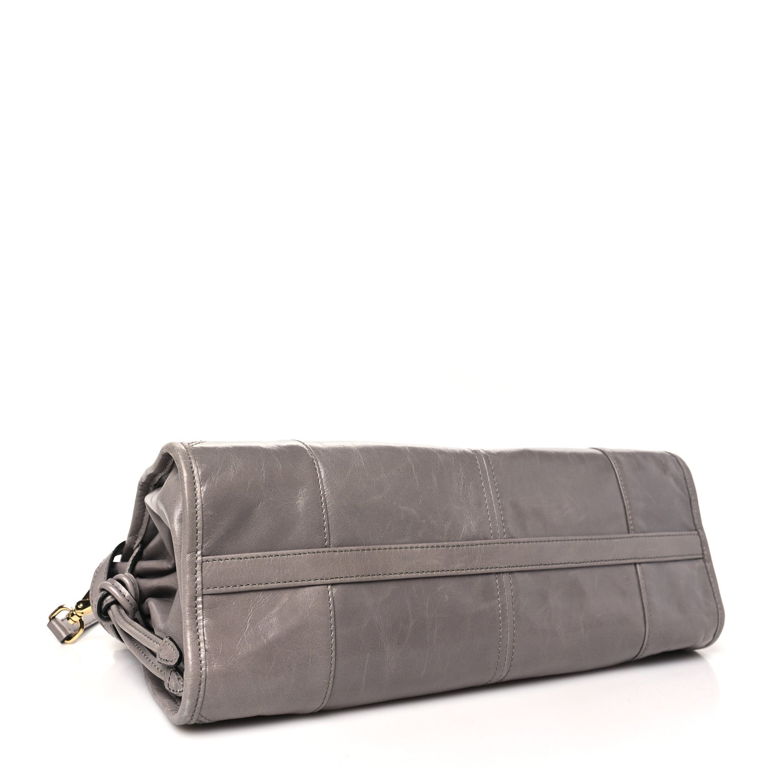 Prada Glossy Calfskin Triangle Medium Bonnie Shoulder Bag Pewter 4 of 10