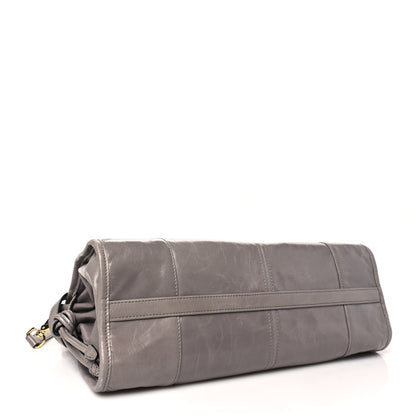 Prada Glossy Calfskin Triangle Medium Bonnie Shoulder Bag Pewter 4 of 10