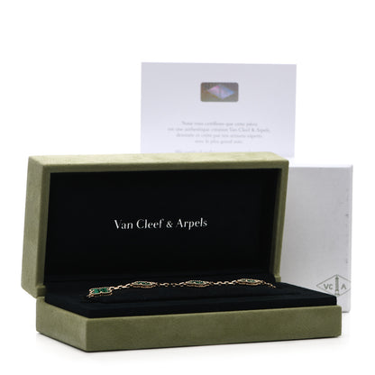 Van Cleef & Arpels 18K Yellow Gold Malachite 5 Motifs Vintage Alhambra Bracelet 6 of 6