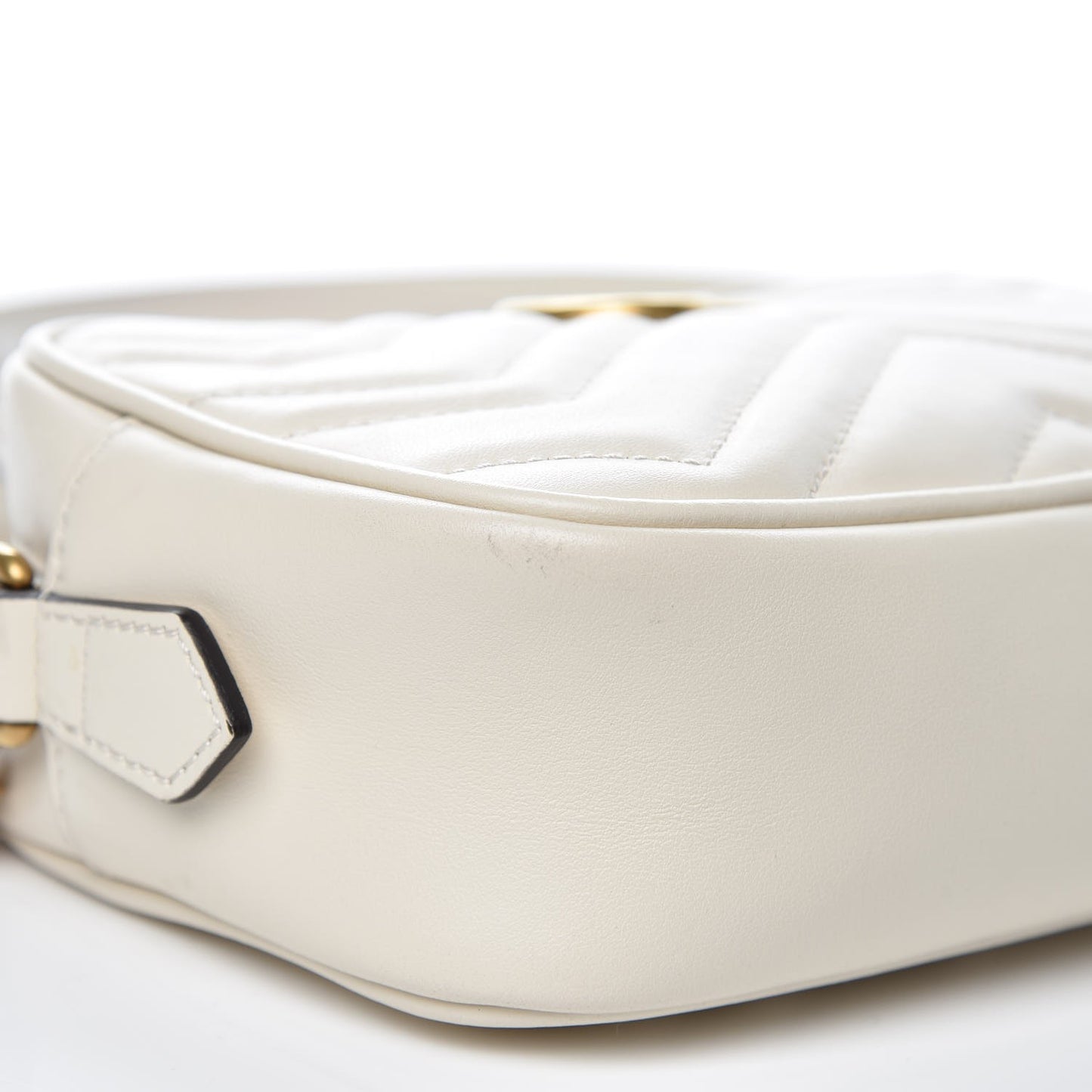 Calfskin Matelasse Mini GG Marmont Chain Shoulder Bag White