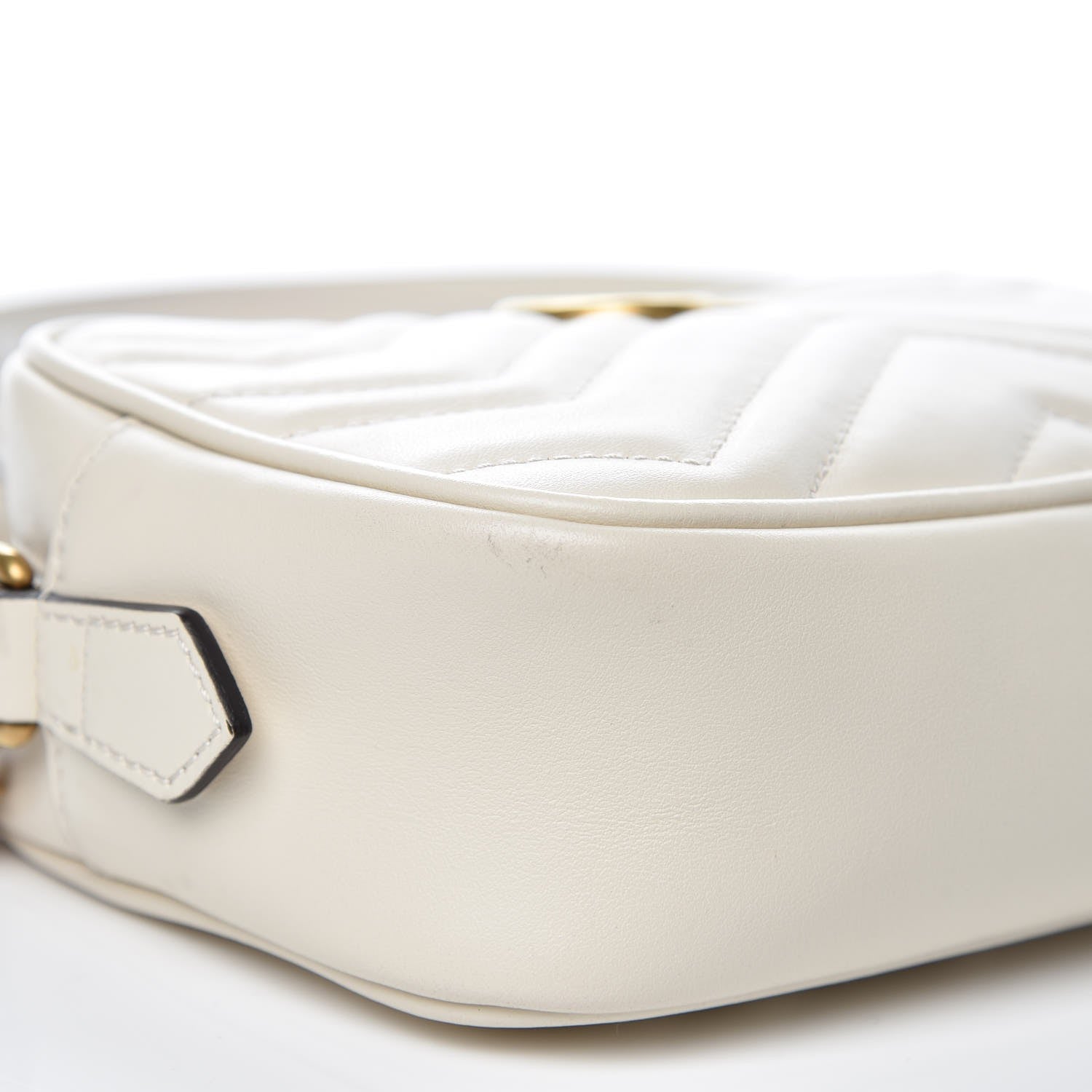 Gucci Calfskin Matelasse Mini GG Marmont Chain Shoulder Bag White 9 of 12