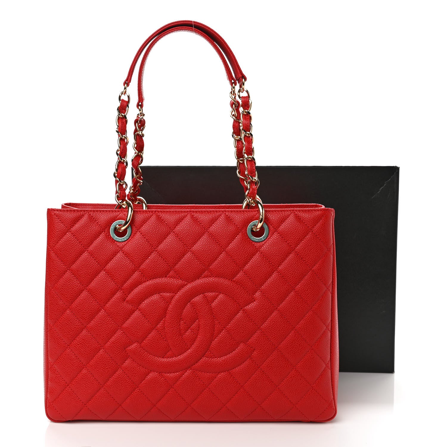 Chanel Caviar Quilted Grand Shopping Tote GST Red 10 of 10